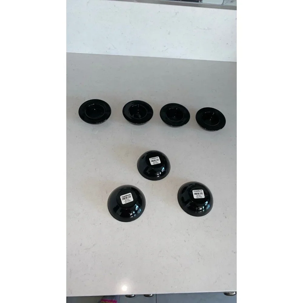 Set of seven (7) CRATE & BARREL Black Glass Tea Light Candle Votive Holder 3 in
